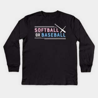 Softball or Baseball Shirt, Sports Gender Reveal Kids Long Sleeve T-Shirt